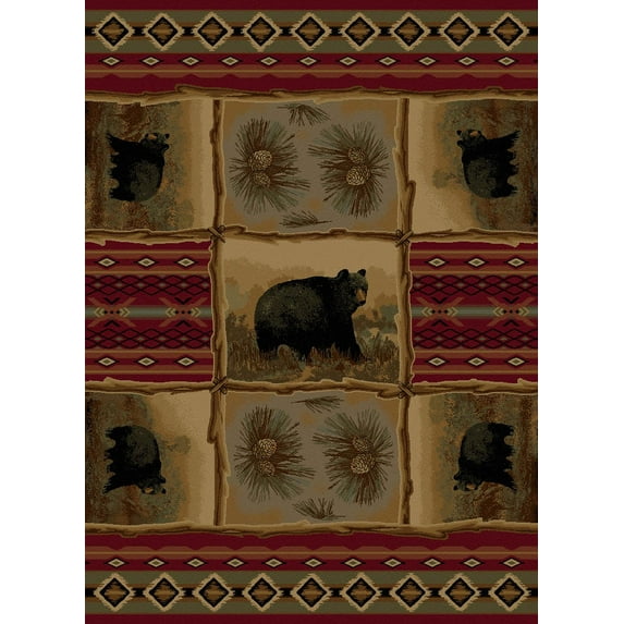 Tayse Nature Area Rug 6570 Red Bears Southwestern 5' 3" x 7' 3" Rectangle