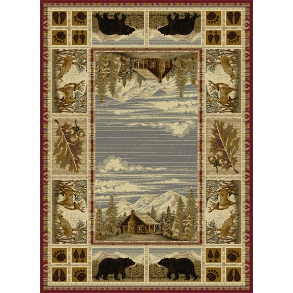Tayse Nature Area Rug 6700 Lodge Red Bears Paws 7' 10" x 10' 3" Rectangle
