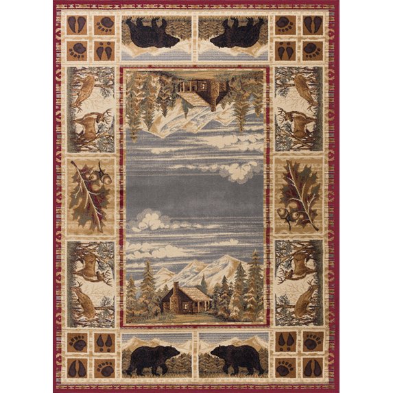 Tayse Nature Area Rug 6700 Lodge Red Bears Paws 8' 9" x 12' 3" Rectangle