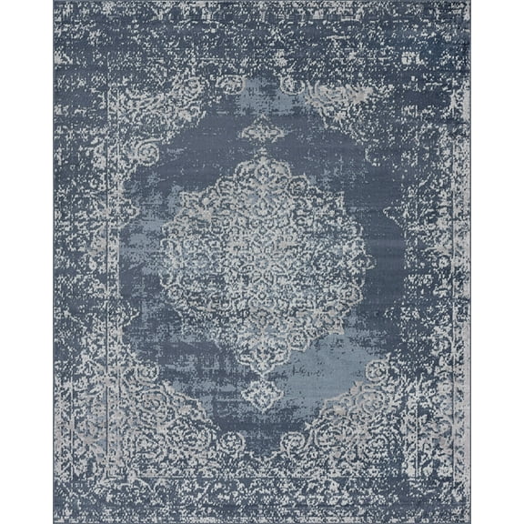 Tayse Nexus Area Rug NEX1101 Traditional Blue Medallion Faded 5' 3" x 7' 3" Rectangle