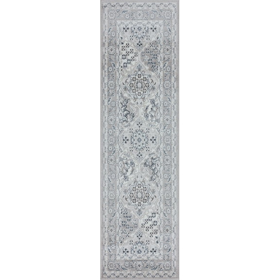 Tayse Nexus Area Rug NEX1200 Traditional Gray Bulbs Bordered 2' 2" x 7' 3" Rectangle