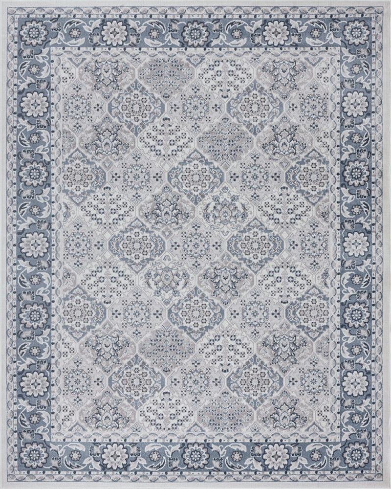 Reversible Blue Synthetic 5' x 7' Rectangular Area Rug