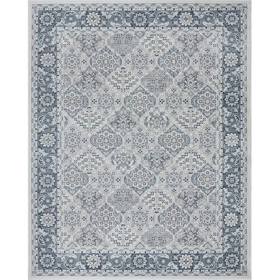 Tayse Nexus Area Rug NEX1201 Traditional Blue Bordered Bulbs 8' 9" x 12' 2" Rectangle