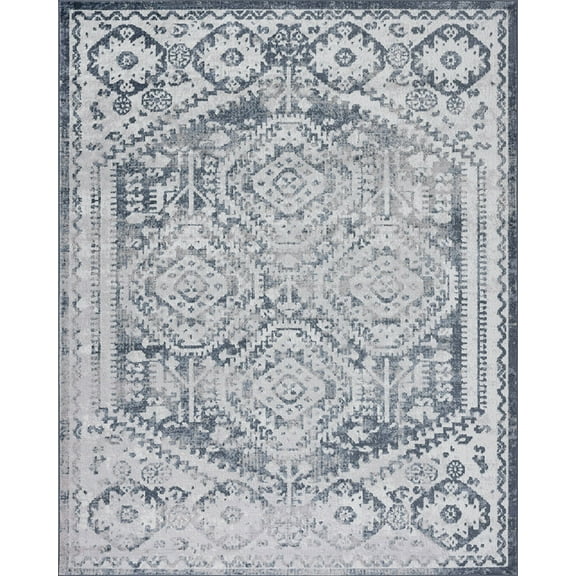 Tayse Nexus Area Rug NEX1401 Traditional Blue Faded Worn 3' 11'' x 5'3'' Rectangle