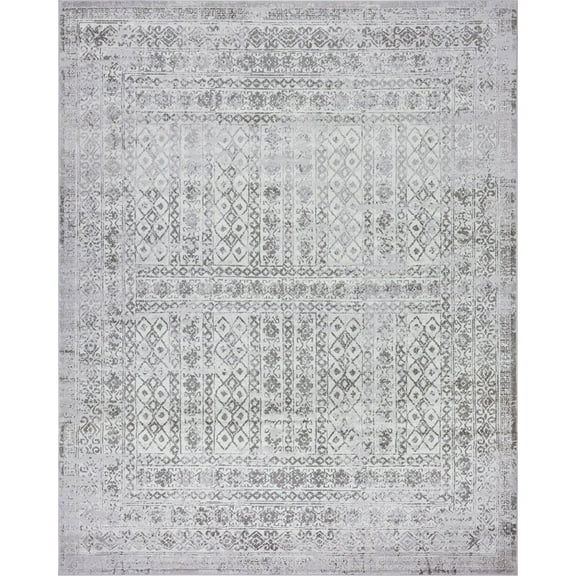 Tayse Nexus Area Rug NEX1500 Traditional Gray Rows Faded 3' 11'' x 5'3'' Rectangle