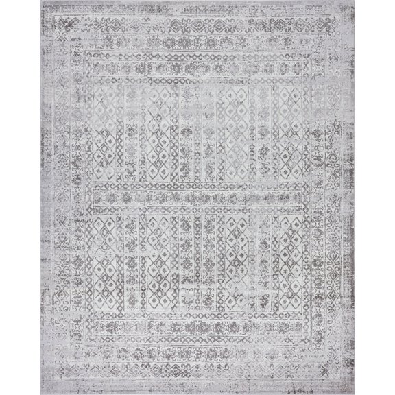 Tayse Nexus Area Rug NEX1500 Traditional Gray Rows Faded 3' 11'' x 5'3'' Rectangle