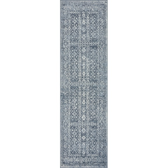 Tayse Nexus Area Rug NEX1501 Traditional Blue Banded Blocks 2' x 2' 11" Rectangle