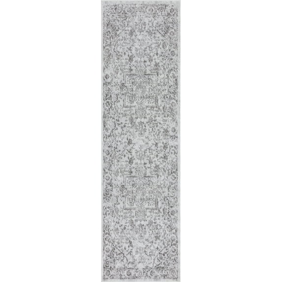 Tayse Nexus Area Rug NEX1702 Traditional White Bulbs Scrolls 2' 2" x 7' 3" Rectangle