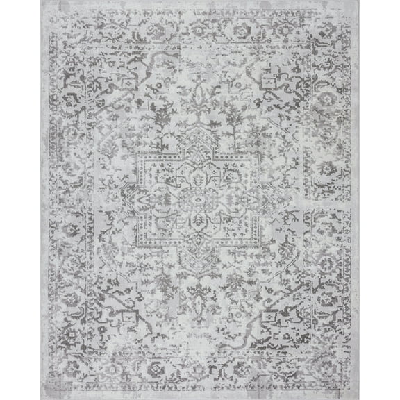 Tayse Nexus Area Rug NEX1702 Traditional White Bulbs Scrolls 5' 3" x 7' 3" Rectangle