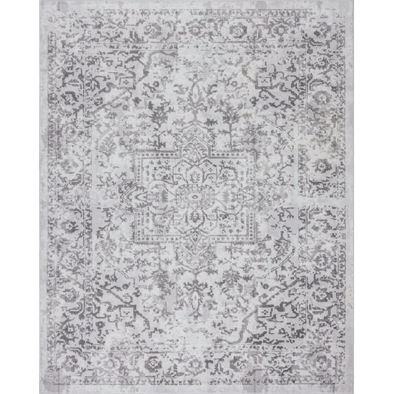 Tayse Nexus Area Rug NEX1702 Traditional White Bulbs Scrolls 8' 9" x 12' 2" Rectangle