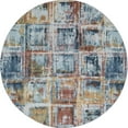 thumbnail image 1 of Tayse Reina Area Rug REI1300 Contemporary Navy Blocks Cubes 5' 3" x 5' 3" Round, 1 of 2