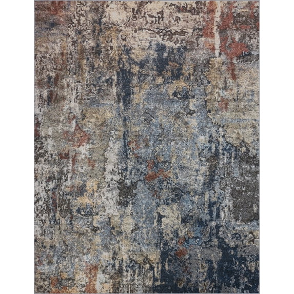 Tayse Reina Area Rug REI1700 Contemporary Navy Vintage Distressed 5' 3" x 7' 3" Rectangle