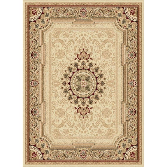 Tayse Sensation Area Rug 4672 IVORY Traditional Beige Medallion Border 2' x 3' Rectangle