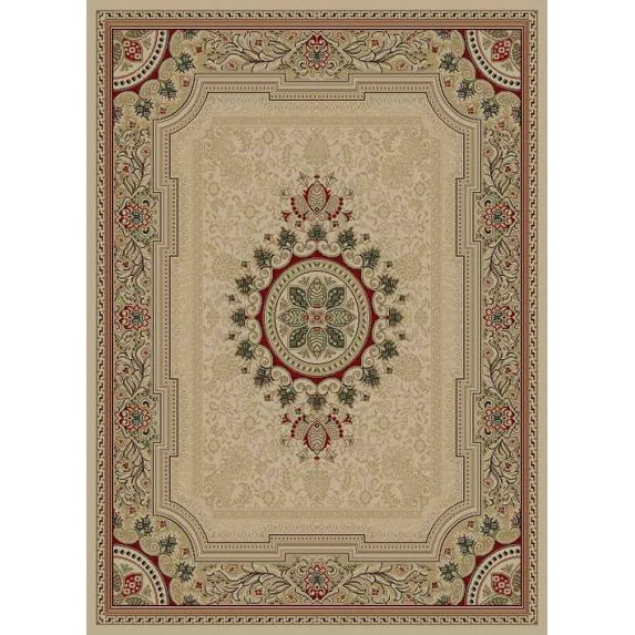 Tayse Sensation Area Rug 4672 Ivory Medallion Border 5' 3" x 7' 3" Rectangle