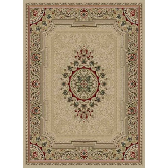 Tayse Sensation Area Rug 4672 Ivory Medallion Border 5' 3" x 7' 3" Rectangle