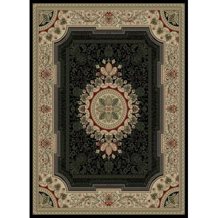 Tayse Sensation Area Rug 4673 Black Medallion Border 8' 9" x 12' 3" Rectangle