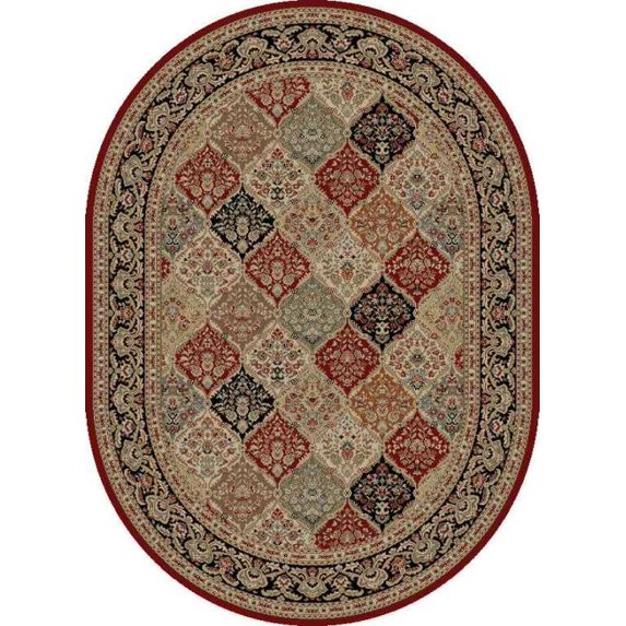 Tayse Sensation Area Rug 4770 Red Panel Flower 5' 3" x 7' 3" Oval