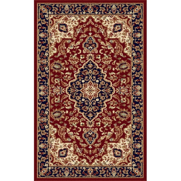 Tayse Sensation Area Rug 4780 RED Traditional Red Medallion Leaves 2' x 3' Rectangle