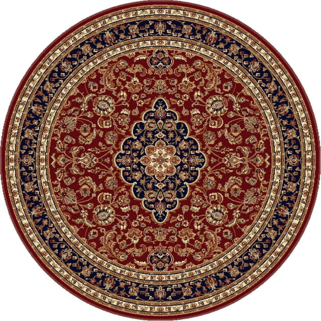 Tayse Sensation Area Rug 4780 RED Traditional Red Medallion Leaves 5' 3" x 5' 3" Round