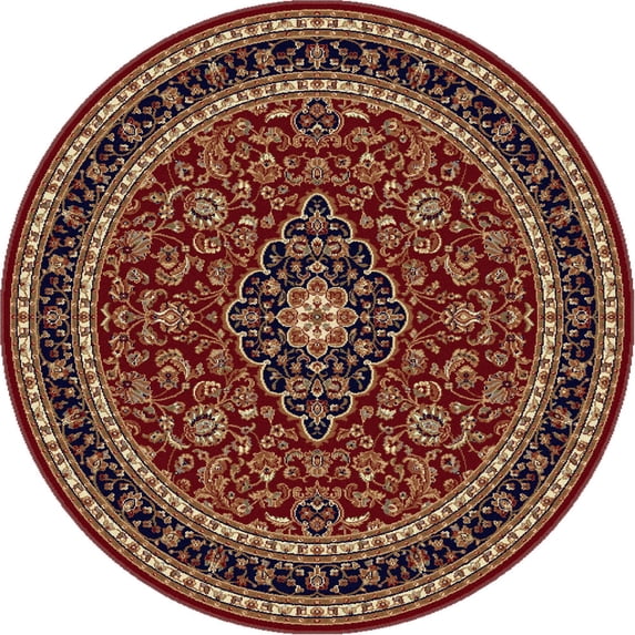 Tayse Sensation Area Rug 4780 RED Traditional Red Medallion Leaves 5' 3" x 5' 3" Round