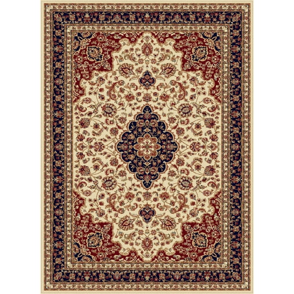 Tayse Sensation Area Rug 4782 IVORY Traditional Ivory Bordered Medallion 8' 9" x 12' 3" Rectangle