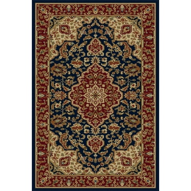 Tayse Sensation Area Rug 4787 NAVY Traditional Navy Blue Bordered Medallion 2' x 3' Rectangle