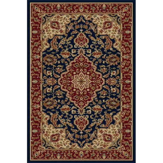 Tayse Sensation Area Rug 4787 NAVY Traditional Navy Blue Bordered Medallion 2' x 3' Rectangle