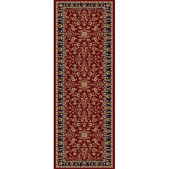 Tayse Sensation Area Rug 4790 RED Traditional Red Bordered Scrolls 2' 3" x 7' 3" Rectangle