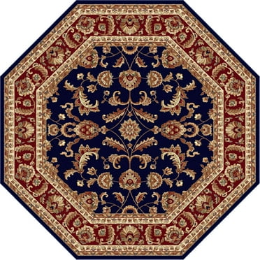 Tayse Sensation Area Rug 4797 NAVY Traditional Navy Blue Vines Leaves 5' 3" x 5' 3" Octagon