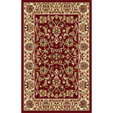 Tayse Sensation Area Rug 4810 RED Traditional Red Scrolls Leaves 2' x 3' Rectangle