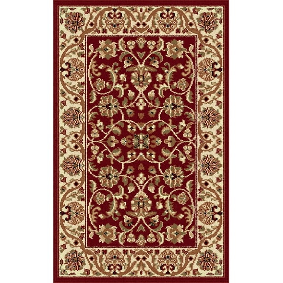 Tayse Sensation Area Rug 4810 RED Traditional Red Scrolls Leaves 2' x 3' Rectangle
