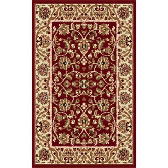 Tayse Sensation Area Rug 4810 RED Traditional Red Scrolls Leaves 2' x 3' Rectangle