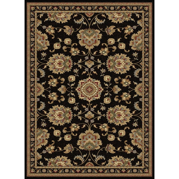 Tayse Sensation Area Rug 4853 Traditional Black Vines Circles 8' 9" x 12' 3" Rectangle