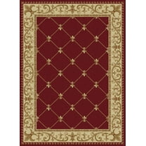 Tayse Sensation Area Rug 4880 Traditional Red Lines Flur De Lis 2' x 3' Rectangle