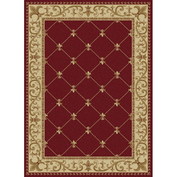 Tayse Sensation Area Rug 4880 Traditional Red Lines Flur De Lis 2' x 3' Rectangle