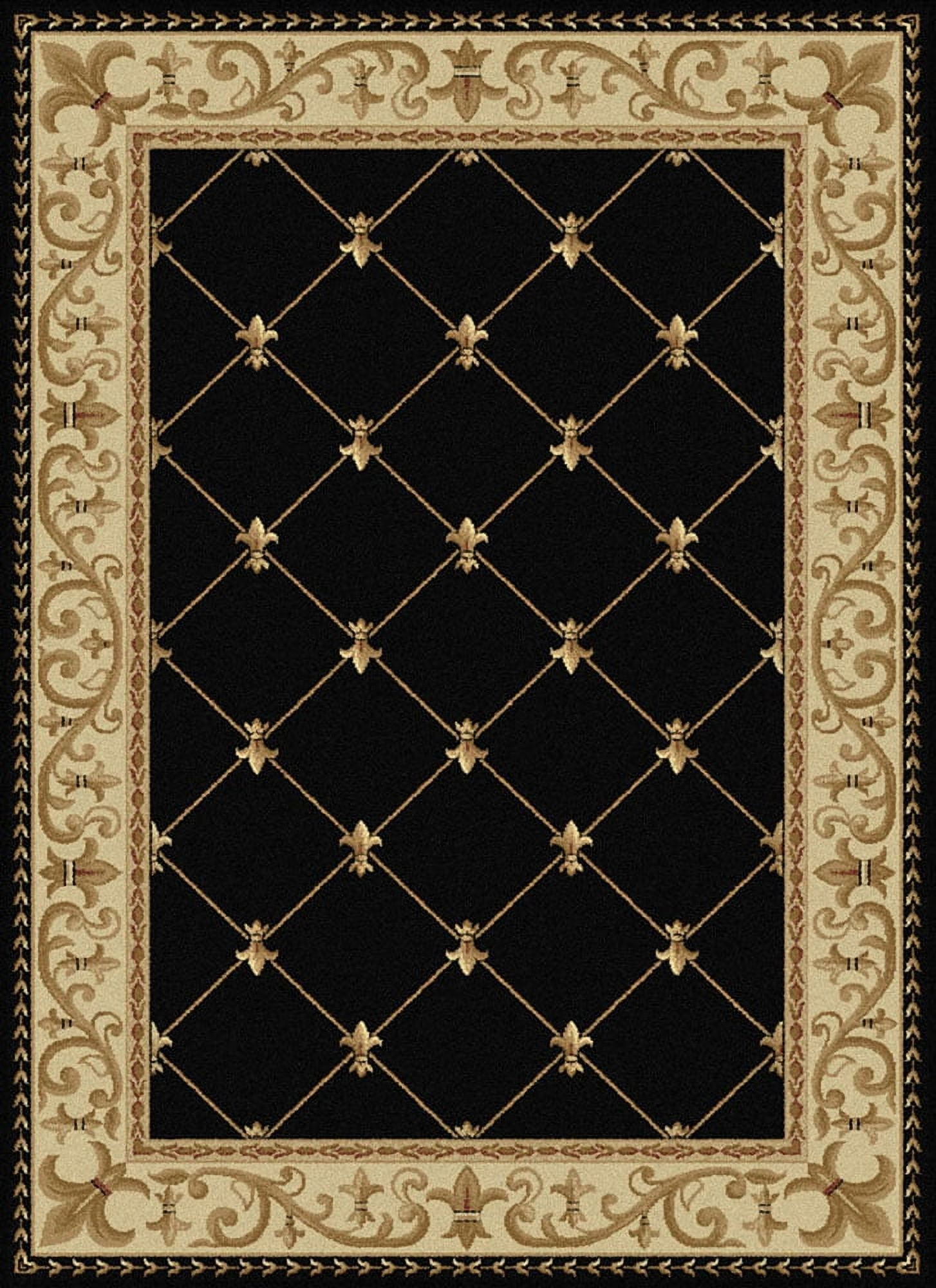 Elegant Black and Beige Polypropylene Indoor Area Rug