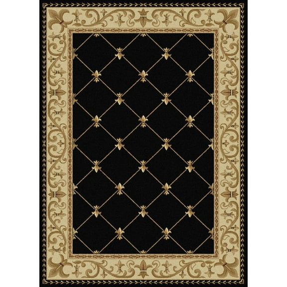 Tayse Sensation Area Rug 4883 Traditional Black Swirls Lines 5' 3" x 5' 3" Octagon