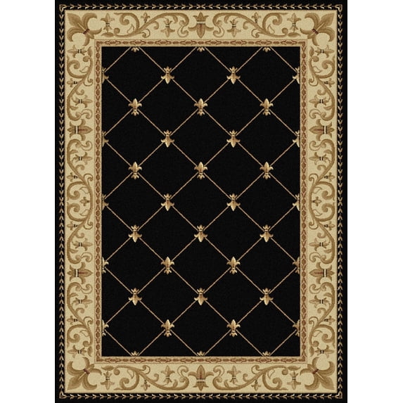Tayse Sensation Area Rug 4883 Traditional Black Swirls Lines 8' 9" x 12' 3" Rectangle