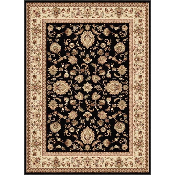 Tayse Sensation Area Rug SNS4723 Transitional Black Scrolls Border 2' 3" x 10' Rectangle