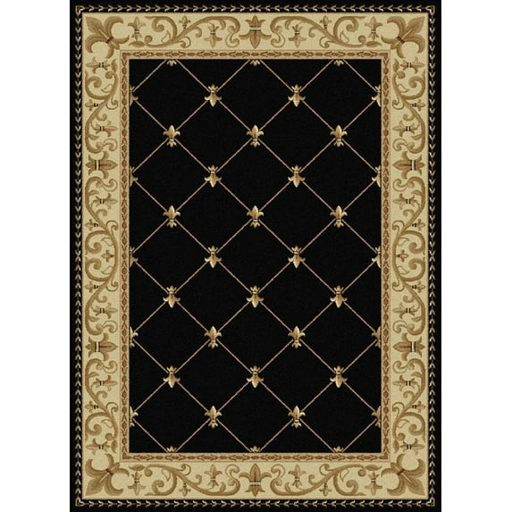 Tayse Sensation Area Rug SNS4883 Traditional Black Swirls Lines 2' 3" x 10' Rectangle