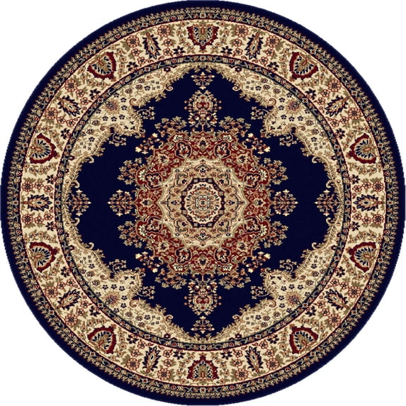 Tayse Sensation Area Rug 4707 NAVY Traditional Navy Blue Medallion Circle 5' 3" x 5' 3" Round