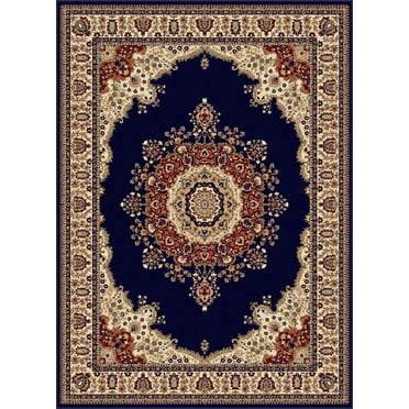 Tayse Sensation Area Rug 4707 NAVY Traditional Navy Blue Medallion Circle 8' 9" x 12' 3" Rectangle
