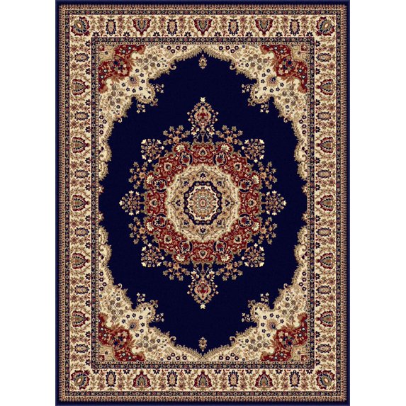 Tayse Sensation Area Rug 4707 NAVY Traditional Navy Blue Medallion Circle 8' 9" x 12' 3" Rectangle
