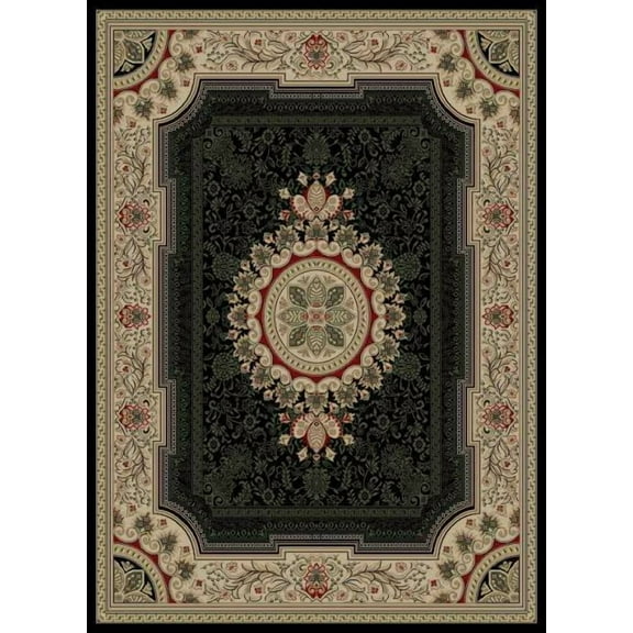 Tayse Sensation Area Rug 4673 Black Medallion Border 7' 10" x 10' 3" Rectangle