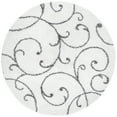 thumbnail image 1 of Tayse Soho Shag Shag Area Rug SOH1100 Transitional White Scrolls Bulbs 5' 3" x 5' 3" Round, 1 of 2