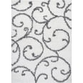 thumbnail image 1 of Tayse Soho Shag Shag Area Rug SOH1100 Transitional White Scrolls Bulbs 5' 3" x 7' 3" Rectangle, 1 of 2