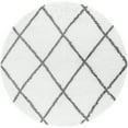 thumbnail image 1 of Tayse Soho Shag Shag Area Rug SOH1200 Transitional White Diamond Angled 5' 3" x 5' 3" Round, 1 of 2