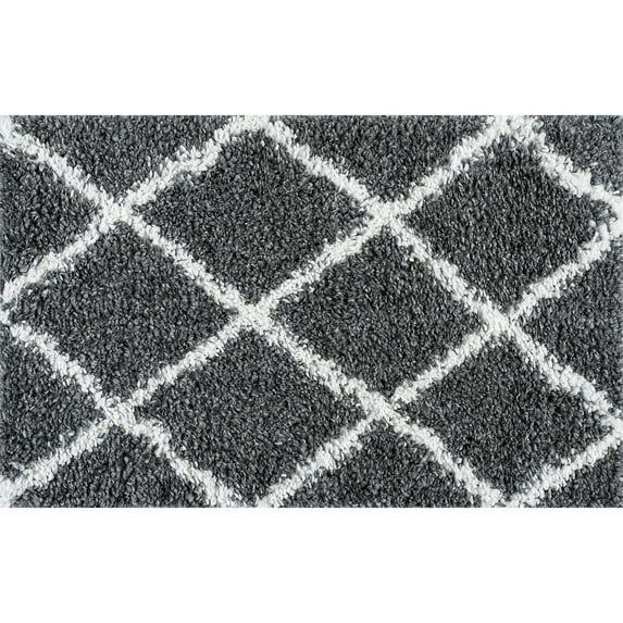 Tayse Soho Shag Shag Area Rug SOH1201 Transitional Gray Checkered Repeat 2' x 2' 11" Rectangle