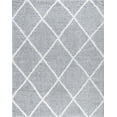 thumbnail image 1 of Tayse Soho Shag Shag Area Rug SOH1202 Transitional Silver Grid Diamonds 7' 10" x 10' 2" Rectangle, 1 of 2