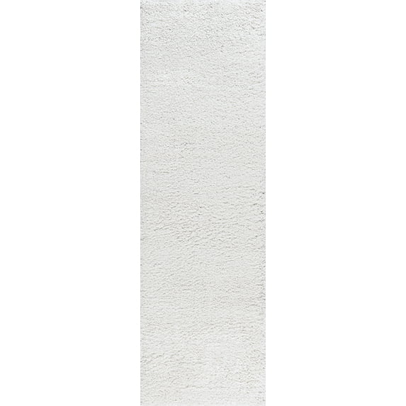Tayse Soho Shag Shag Area Rug SOH1300 Transitional White Plush Stark 2' 2" x 7' 3" Rectangle